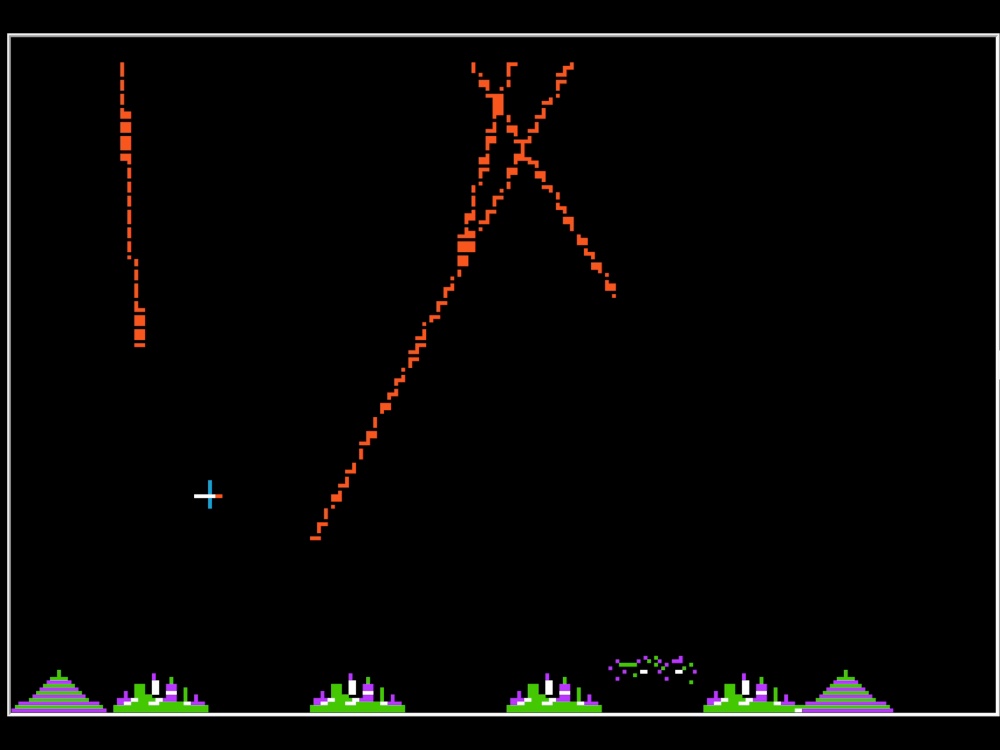 Gameplay of Missile Defense for Apple II